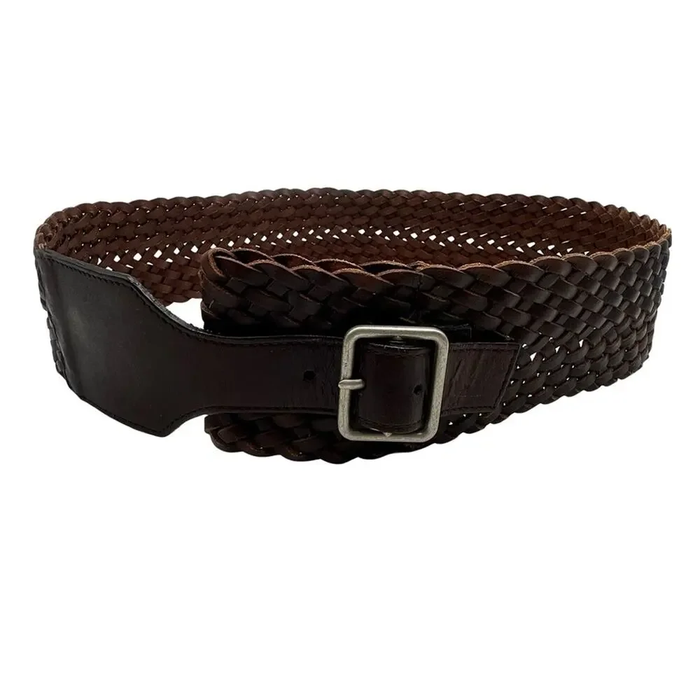 PING PONG - Women's Brown Woven Leather Belt -  SIZE 47